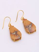 Maligano Jasper Teardrop Gold Plated Silver Earrings