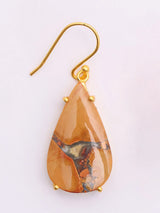 Maligano Jasper Teardrop Gold Plated Silver Earrings