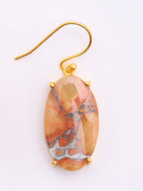 Oval Maligano Jasper Gold Plated Sterling Silver Earrings