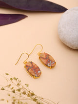 Oval Maligano Jasper Gold Plated Sterling Silver Earrings