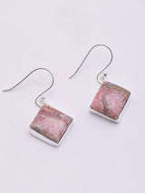 Rhodochrosite Rhombus Sterling Silver Hook Earrings