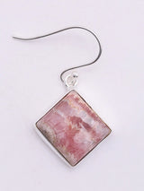 Rhodochrosite Rhombus Sterling Silver Hook Earrings