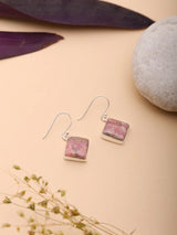 Rhodochrosite Rhombus Sterling Silver Hook Earrings