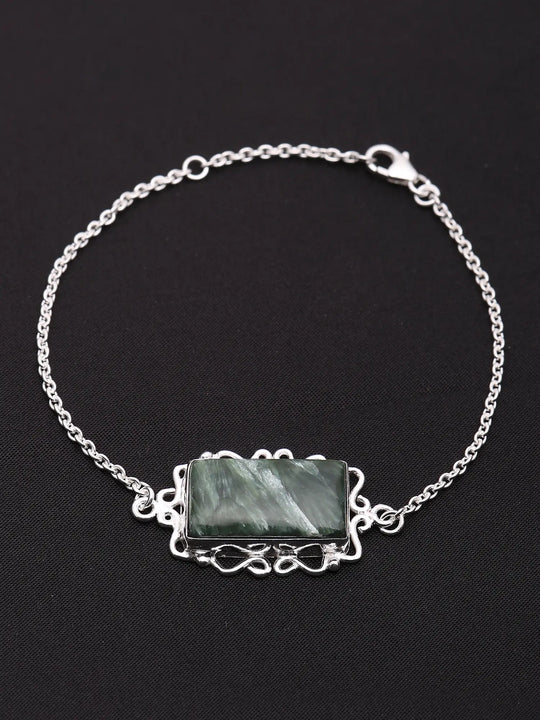 Rectangular Seraphinite Sterling Silver Bracelet