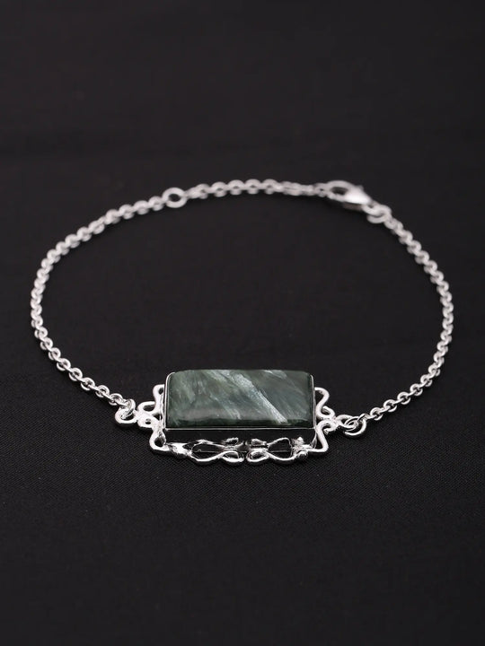 Rectangular Seraphinite Sterling Silver Bracelet