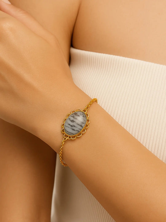 Dendritic Opal Gold Plated Sterling Silver Bracelet