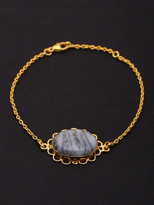 Dendritic Opal Gold Plated Sterling Silver Bracelet