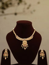 Goddess Lakshmi Temple Brass Necklace Set with Earrings