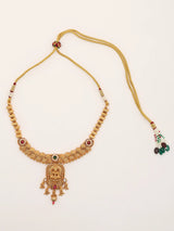 Goddess Lakshmi Temple Brass Necklace Set with Earrings