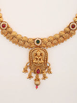 Goddess Lakshmi Temple Brass Necklace Set with Earrings