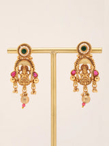 Goddess Lakshmi Temple Brass Necklace Set with Earrings