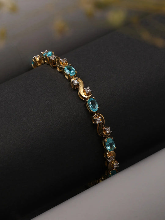 Faceted Apatite Oval Sterling Silver Tennis Bracelet