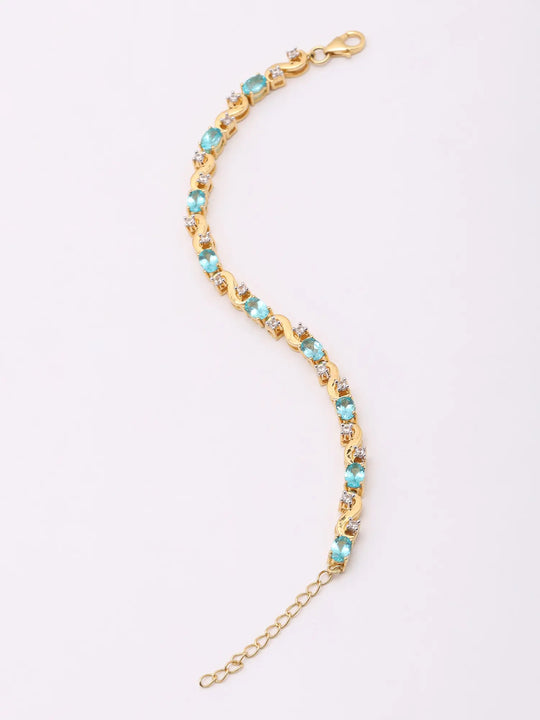 Faceted Apatite Oval Sterling Silver Tennis Bracelet