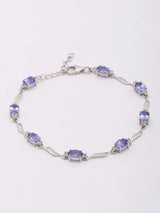 Faceted Oval Tanzanite Sterling Silver Bracelet