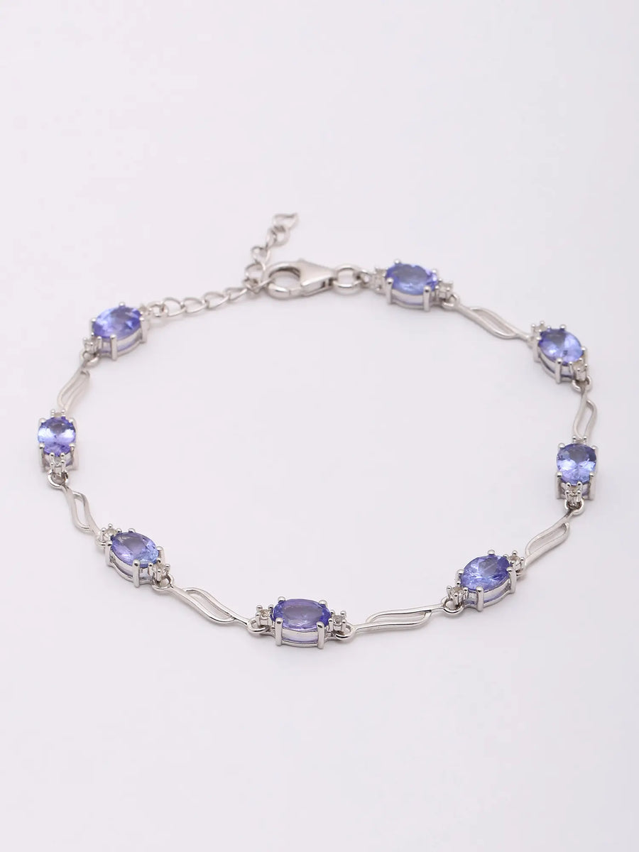 Faceted Oval Tanzanite Sterling Silver Bracelet