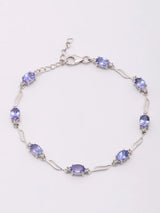Faceted Oval Tanzanite Sterling Silver Bracelet