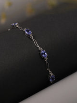 Faceted Oval Tanzanite Sterling Silver Bracelet