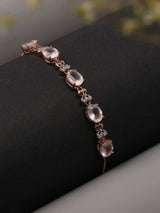 Faceted Rose Quartz Rose Gold Plated Sterling Silver Bracelet