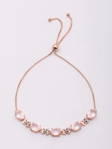 Faceted Rose Quartz Rose Gold Plated Sterling Silver Bracelet