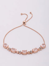 Faceted Rose Quartz Rose Gold Plated Sterling Silver Bracelet