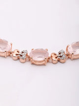 Faceted Rose Quartz Rose Gold Plated Sterling Silver Bracelet