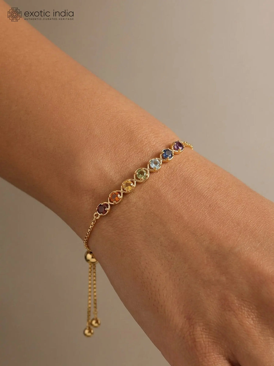 Multicolour Gemstone Sterling Silver Adjustable Bracelet