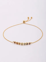 Multicolour Gemstone Sterling Silver Adjustable Bracelet
