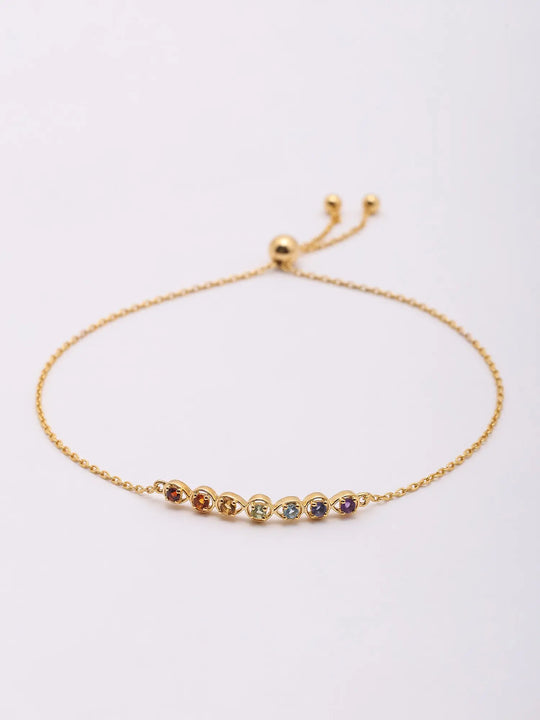 Multicolour Gemstone Sterling Silver Adjustable Bracelet