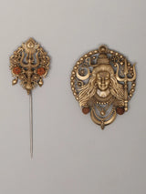 Rudraksha and Trishul Lord Shiva Brass Lapel Pin Brooch Set