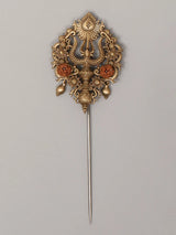 Rudraksha and Trishul Lord Shiva Brass Lapel Pin Brooch Set