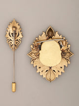 Trayambakam Om Brass Lapel Pin and Brooch Set
