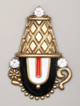 Lord Balaji Brass Statement Brooch with Gemstone Accents
