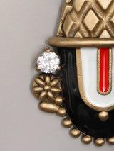 Lord Balaji Brass Statement Brooch with Gemstone Accents