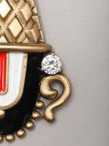 Lord Balaji Brass Statement Brooch with Gemstone Accents