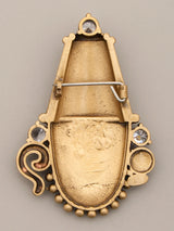 Lord Balaji Brass Statement Brooch with Gemstone Accents