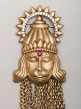 Lord Hanuman Brass Brooch with Dangling Chains