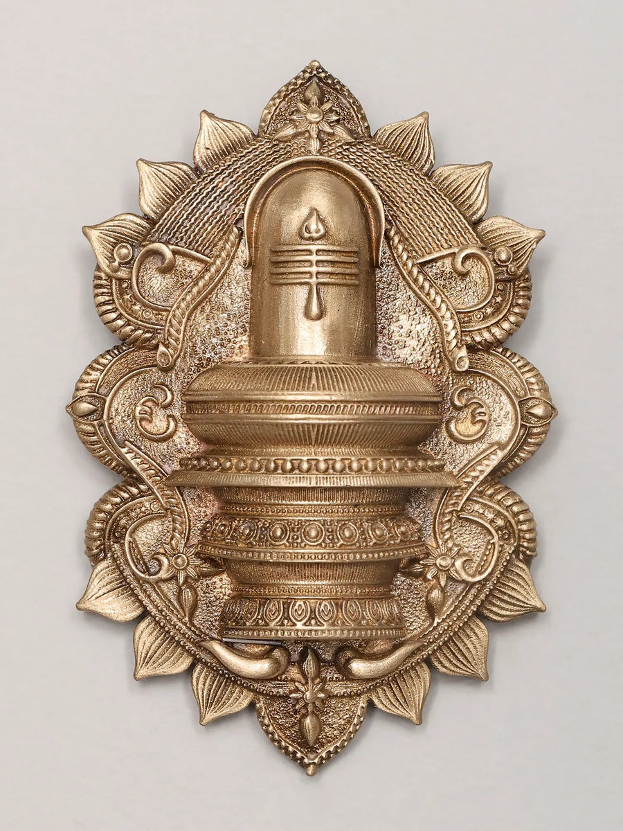 Shiva Linga Hand Carved Brass Brooch