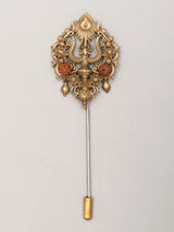Rudraksha and Trishul Brass Lapel Pin and Brooch Set