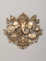 Floral Lord Ganesha Brass Brooch
