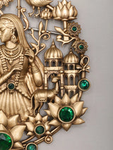 Radha Krishna Stone Studded Brass Brooch