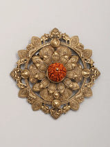 Floral Rudraksha Brass Brooch