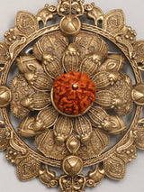 Floral Rudraksha Brass Brooch