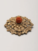 Floral Rudraksha Brass Brooch