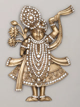 Shrinathji Deity Stone Studded Brass Brooch
