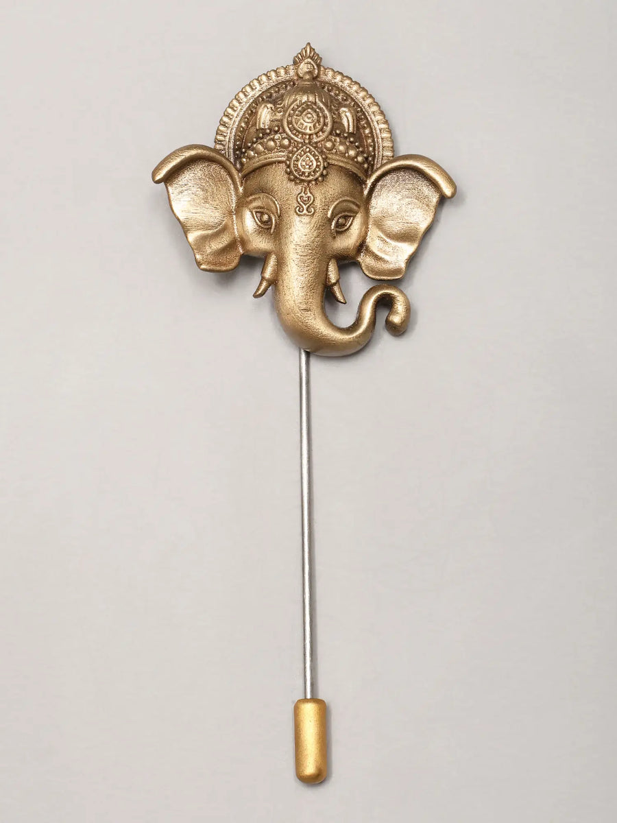 Lord Ganesha Face Brass Lapel Pin