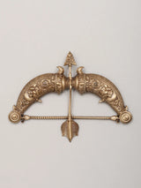 Bow and Arrow Carved Brass Brooch