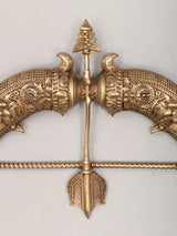 Bow and Arrow Carved Brass Brooch