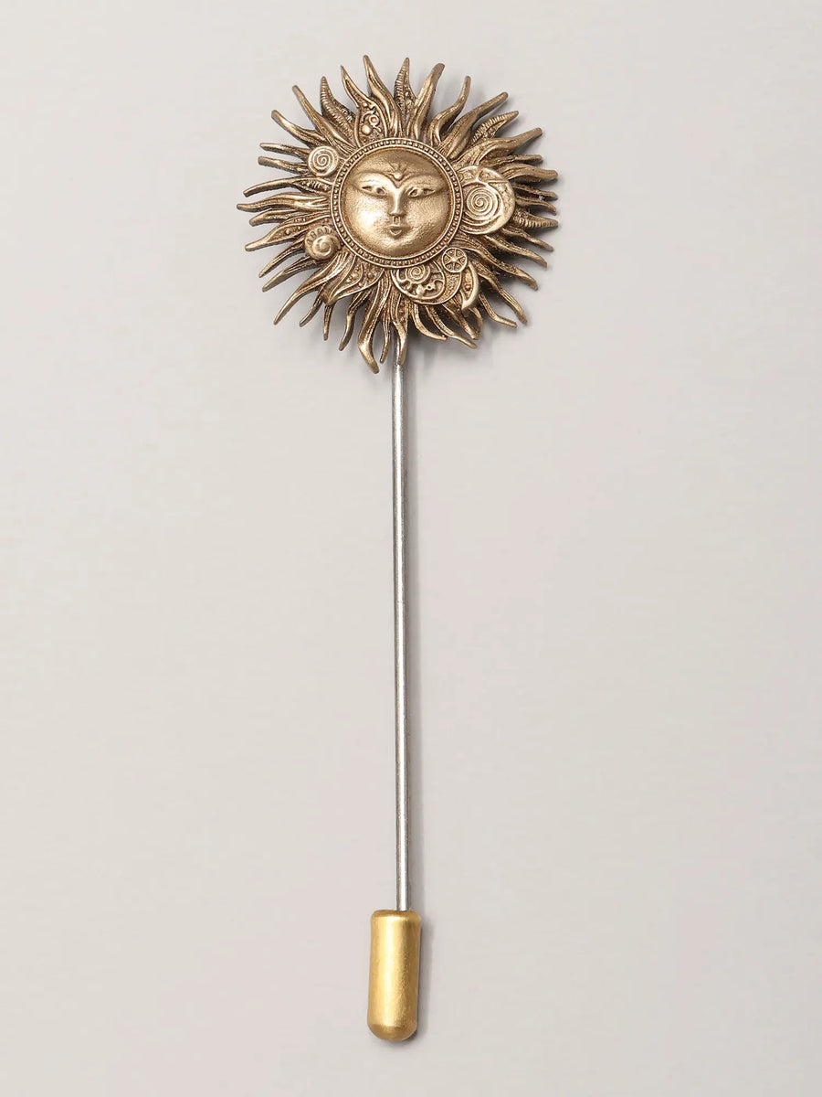 Lord Surya Brass Lapel Pin with Antique Finish