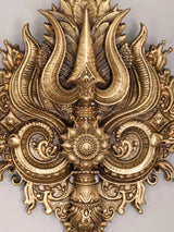 Trishul Motif Antique Brass Brooch