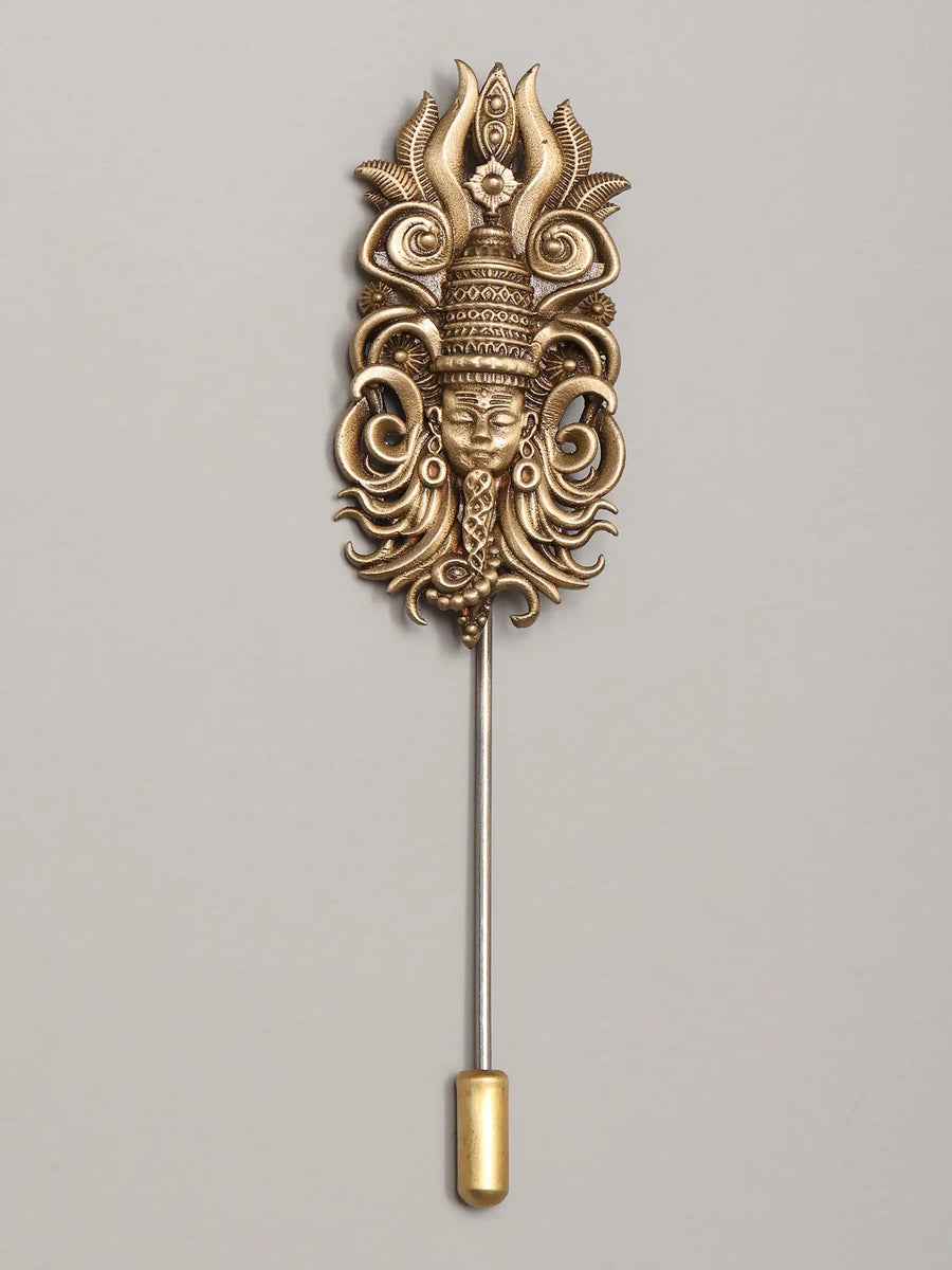 Pharaoh Motif Brass Lapel Pin